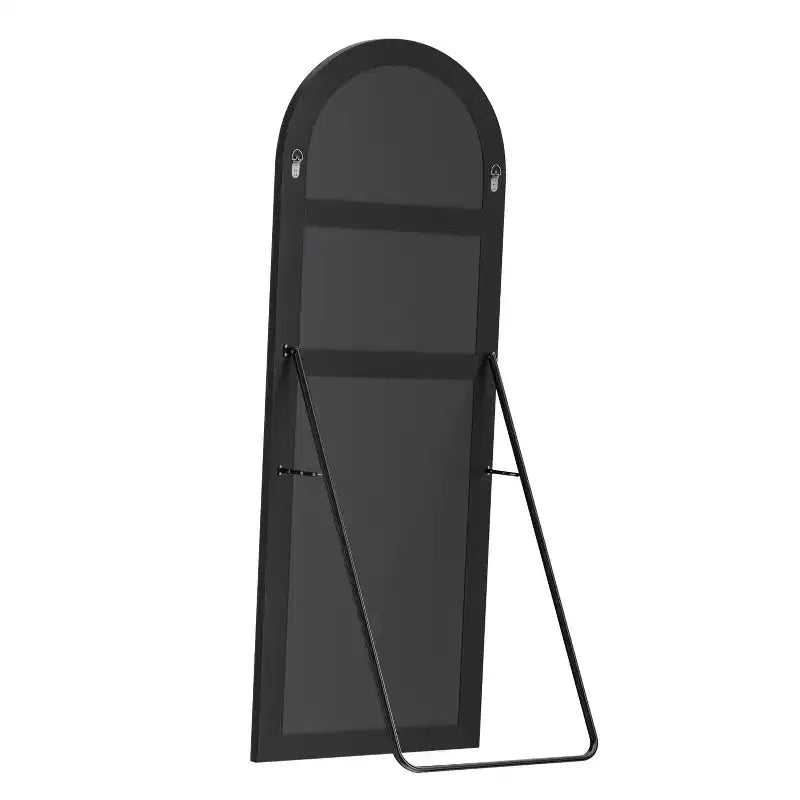 Miroir pleine longueur arqué en métal noir de 67", à poser ou à fixer au mur