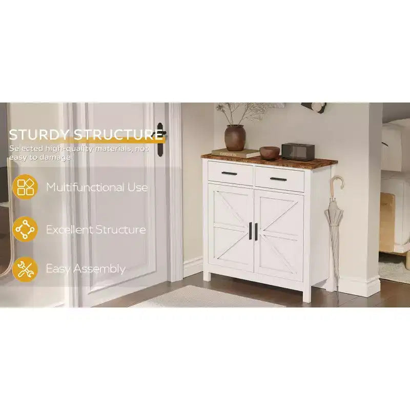 Meuble de rangement de cuisine avec 2 tiroirs et 2 portes
