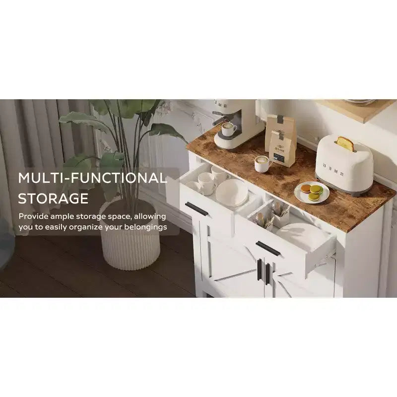 Meuble de rangement de cuisine avec 2 tiroirs et 2 portes