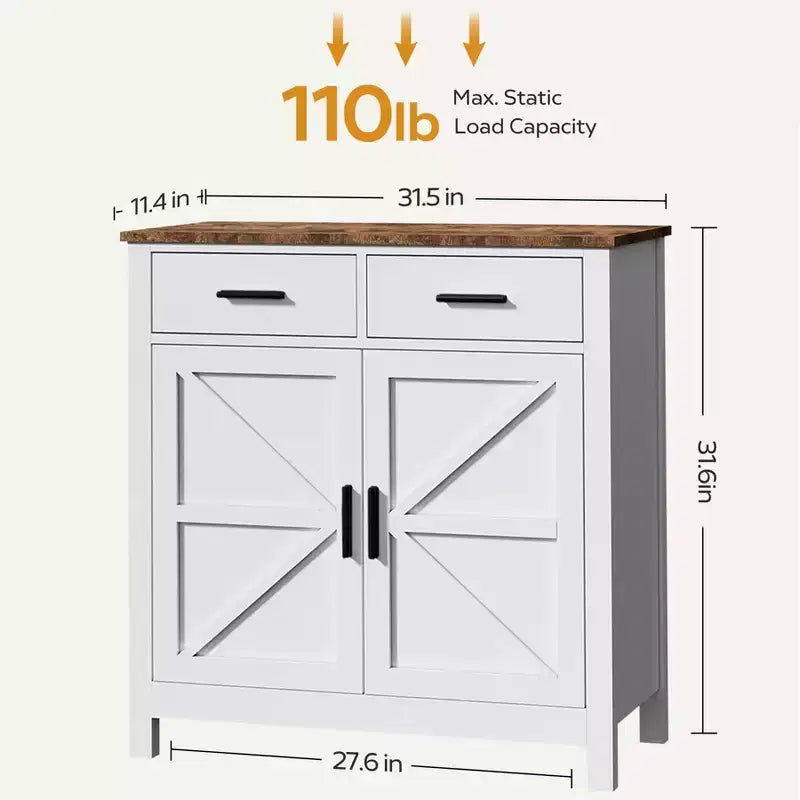 Meuble de rangement de cuisine avec 2 tiroirs et 2 portes