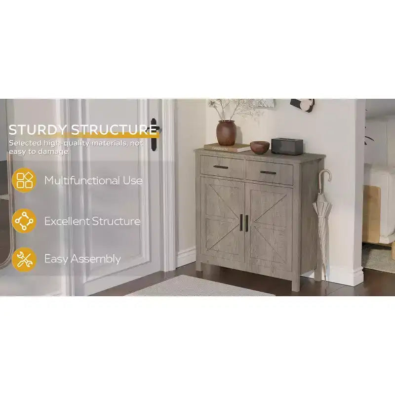 Meuble de rangement de cuisine avec 2 tiroirs et 2 portes