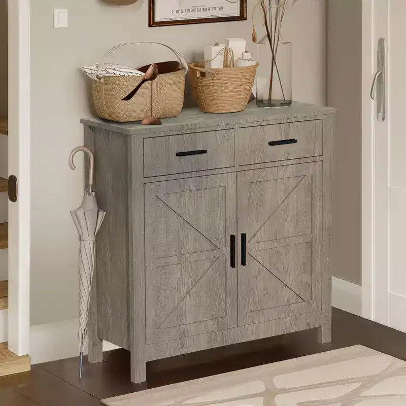 Meuble de rangement de cuisine avec 2 tiroirs et 2 portes