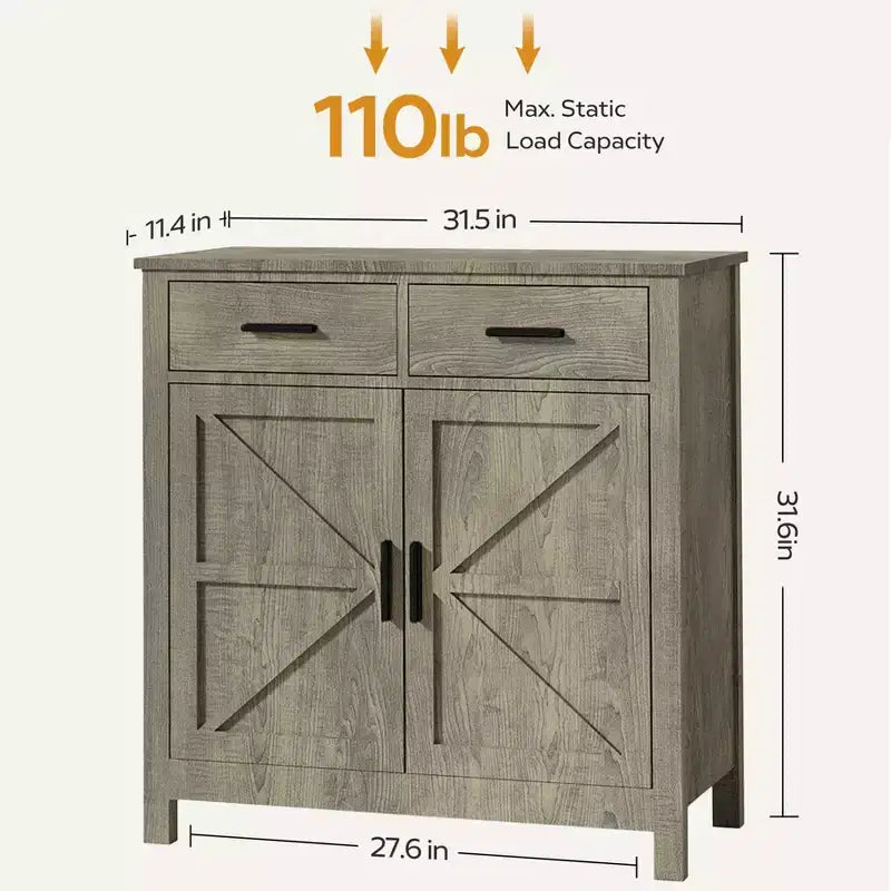 Meuble de rangement de cuisine avec 2 tiroirs et 2 portes