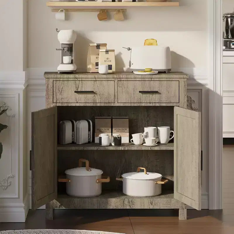 Meuble de rangement de cuisine avec 2 tiroirs et 2 portes