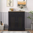 Meuble bas noir moderne avec 2 portes et tiroir