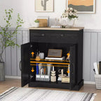 Meuble bas noir moderne avec 2 portes et tiroir