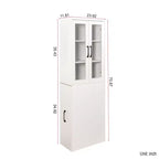 Meuble de rangement de 180 cm de haut avec 4 étagères coulissantes et 2 portes vitrées, buffet de cuisine en MDF