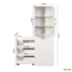 Meuble de rangement de 180 cm de haut avec 4 étagères coulissantes et 2 portes vitrées, buffet de cuisine en MDF