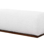 Banc Ottoman Rembourré en Boucle de 120 cm – Style Mid-Century Moderne, Ivoire
