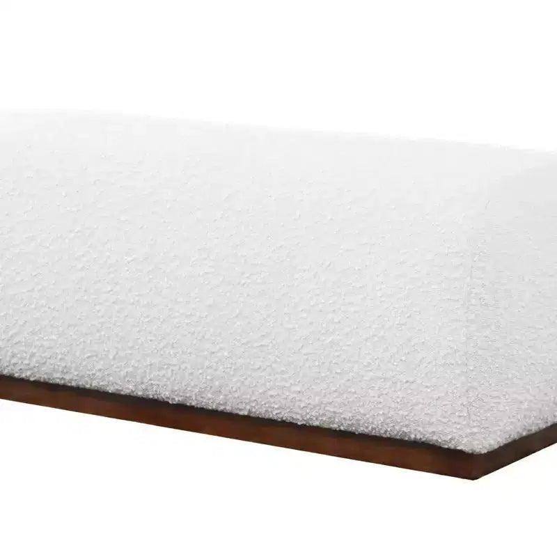 Banc Ottoman Rembourré en Boucle de 120 cm – Style Mid-Century Moderne, Ivoire