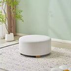 TUYOHW 30.5Dia Round Footstool Ottoman with Rubberwood Legs,Modern Minimalist Footrest Ottoman with Anti-Slip Pads,Home Decor