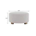 Pouf rond rembourré avec pieds en hévéa et patins antidérapants, 77,5 cm de diamètre
