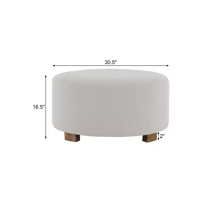 Pouf rond rembourré avec pieds en hévéa et patins antidérapants, 77,5 cm de diamètre
