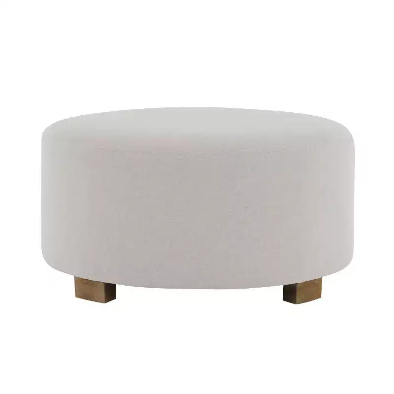 Pouf rond rembourré avec pieds en hévéa et patins antidérapants, 77,5 cm de diamètre