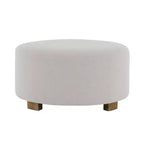 Pouf rond rembourré avec pieds en hévéa et patins antidérapants, 77,5 cm de diamètre
