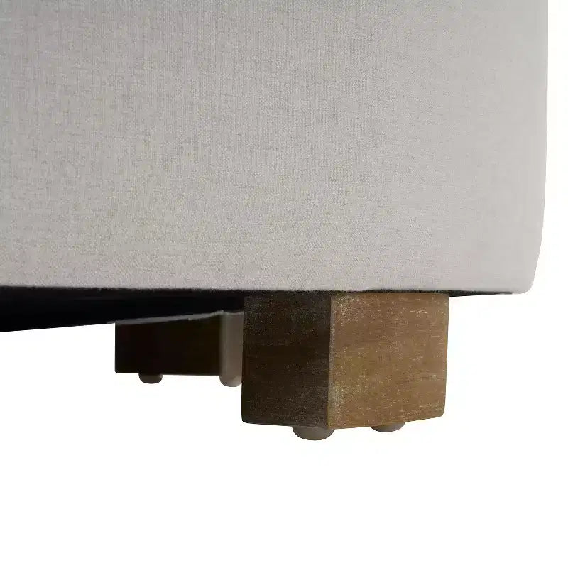 Pouf rond rembourré avec pieds en hévéa et patins antidérapants, 77,5 cm de diamètre