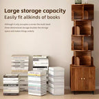 Étagère à livres rotative, bibliothèque à 5 niveaux sur pied avec tiroir et rotation à 360 degrés, organiseur en bois étroit