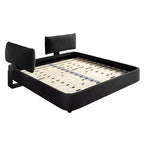 Cadre de lit plateforme King Size avec tête de lit rembourrée réglable, coins arrondis, support à lattes en métal et bois, gris foncé
