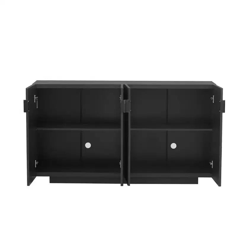 Buffet de 151,9 cm avec 4 portes ondulées et étagères réglables