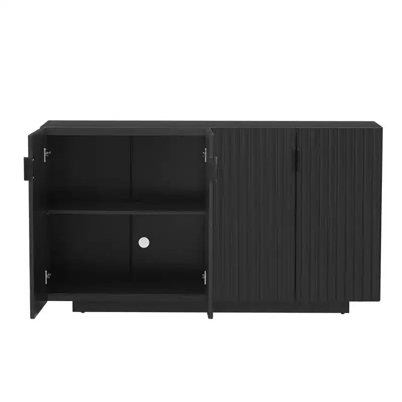Buffet de 151,9 cm avec 4 portes ondulées et étagères réglables