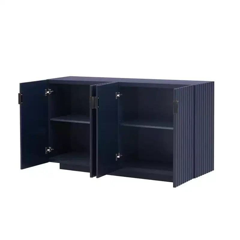 Buffet de 151,9 cm avec 4 portes ondulées et étagères réglables
