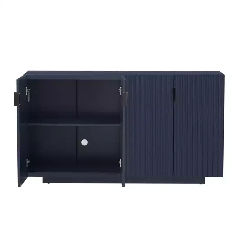 Buffet de 151,9 cm avec 4 portes ondulées et étagères réglables