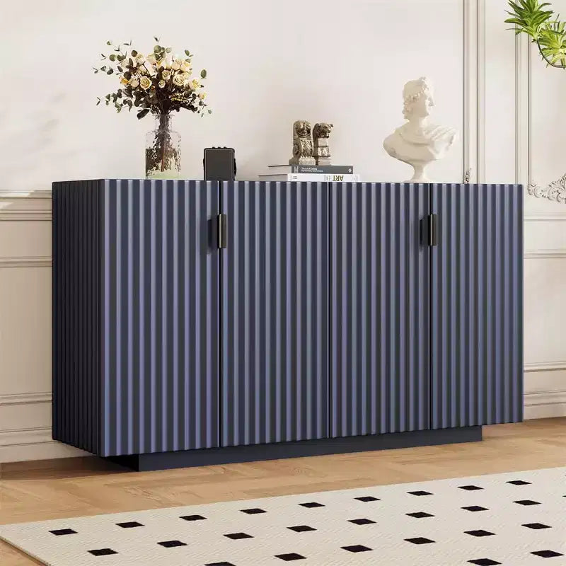 59.8'' Sideboard Cabinet with 4 Wavy Doors & Adjustable Shelves. Console Table for Entryway. Living Room. Dining Room. Kitchen