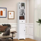 Grande armoire de rangement autoportante avec portes coulissantes, tiroir et étagères réglables