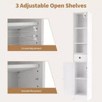 Grande armoire de rangement autoportante avec portes coulissantes, tiroir et étagères réglables