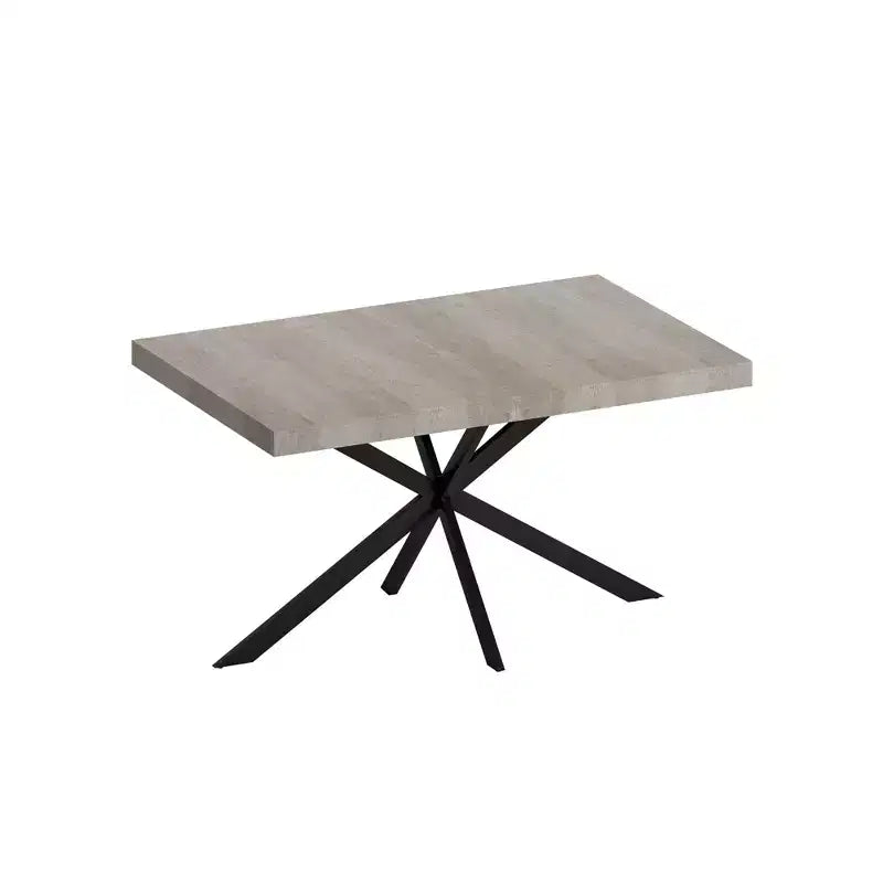 Table à manger rectangulaire extensible avec panneau contrastant et piètement en métal