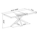Table à manger rectangulaire extensible avec panneau contrastant et piètement en métal