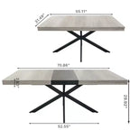 Table à manger rectangulaire extensible avec panneau contrastant et piètement en métal