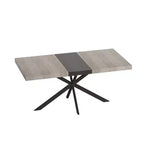 Table à manger rectangulaire extensible avec panneau contrastant et piètement en métal