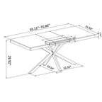 Table à manger rectangulaire extensible avec panneau contrastant et piètement en métal