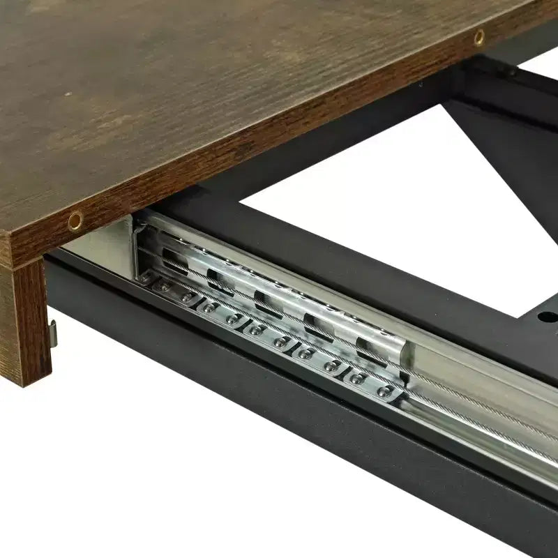Table à manger rectangulaire extensible avec panneau contrastant et piètement en métal