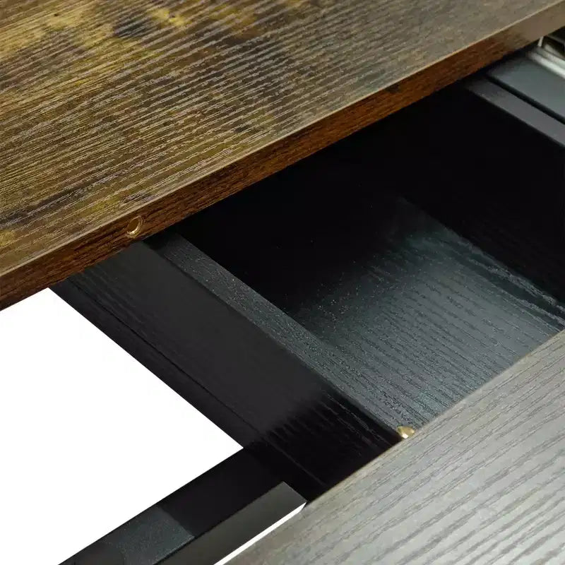Table à manger rectangulaire extensible avec panneau contrastant et piètement en métal