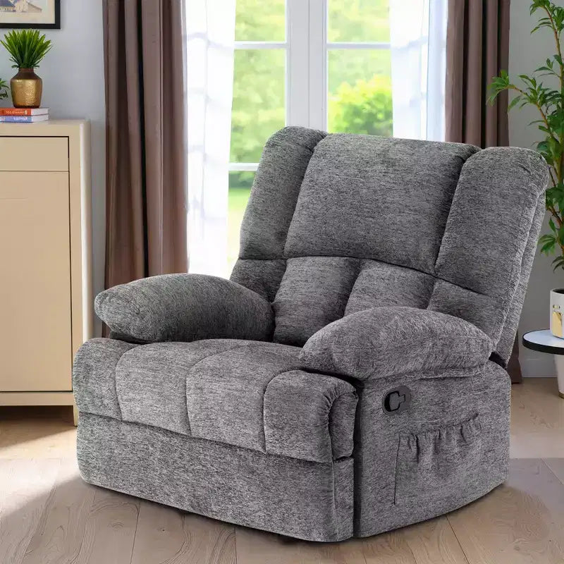 Fauteuil inclinable à bascule surdimensionné avec revêtement en chenille pour salon ou chambre à coucher