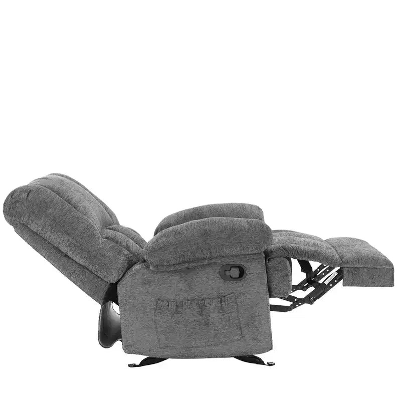 Fauteuil inclinable à bascule surdimensionné avec revêtement en chenille pour salon ou chambre à coucher