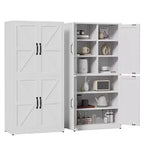VIYET 64H Heavy-Duty White Steel Pantry Cabinet,55LBS/Shelf Adjustable Shelves+Magnetic Door,for Kitchen/Bathroom/Living Room