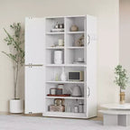 Armoire de garde-manger en acier de 162 cm avec étagères réglables et portes magnétiques