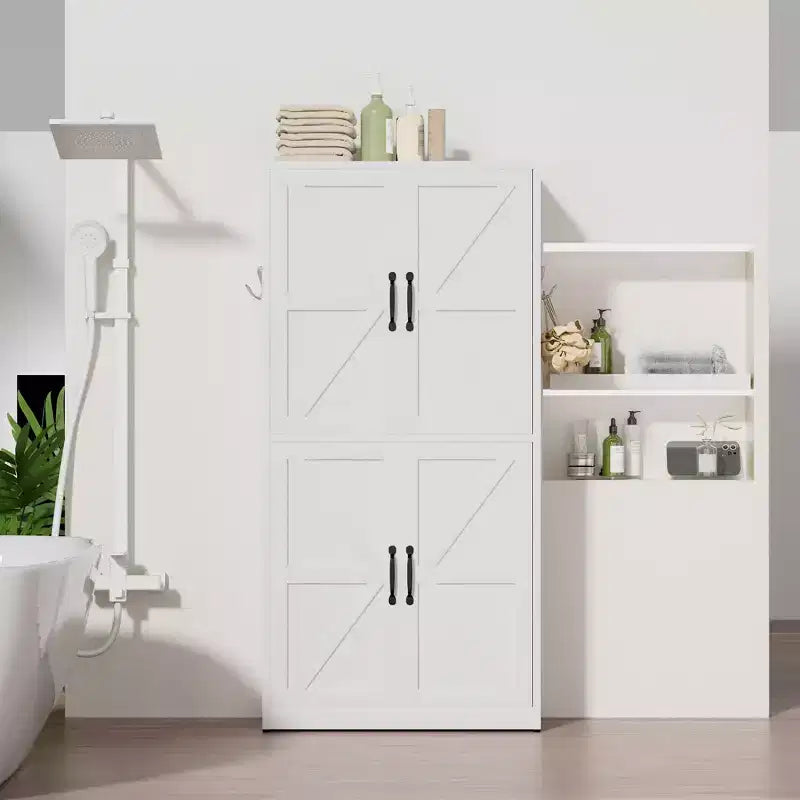 Armoire de garde-manger en acier de 162 cm avec étagères réglables et portes magnétiques