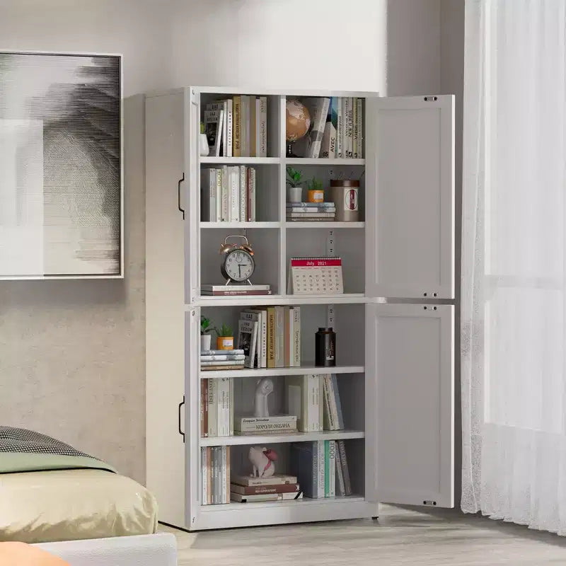 Armoire de garde-manger en acier de 162 cm avec étagères réglables et portes magnétiques
