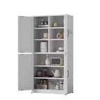 Armoire de garde-manger en acier de 162 cm avec étagères réglables et portes magnétiques