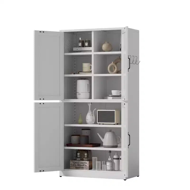 Armoire de garde-manger en acier de 162 cm avec étagères réglables et portes magnétiques