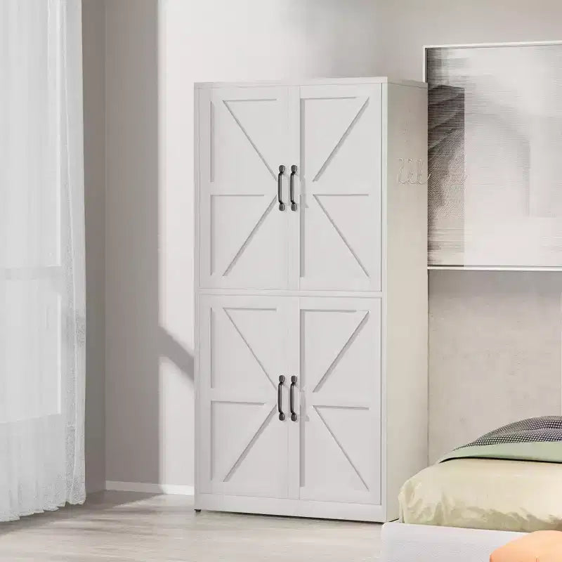 Armoire de garde-manger en acier de 162 cm avec étagères réglables et portes magnétiques