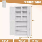 Armoire de garde-manger en acier de 162 cm avec étagères réglables et portes magnétiques