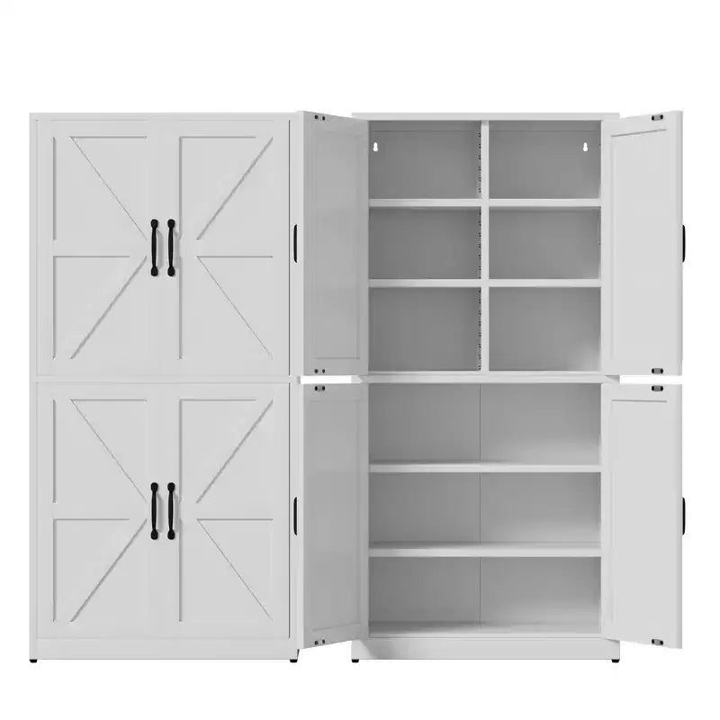 Armoire de garde-manger en acier de 162 cm avec étagères réglables et portes magnétiques