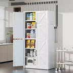 Armoire de garde-manger en acier de 162 cm avec étagères réglables et portes magnétiques