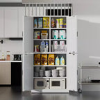 Armoire de garde-manger en acier de 162 cm avec étagères réglables et portes magnétiques