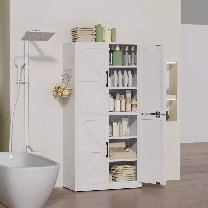 Armoire de garde-manger en acier de 162 cm avec étagères réglables et portes magnétiques